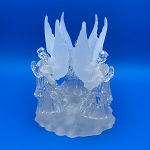 VTG Christmas 3 Angel candle holder center piece acrylic plastic